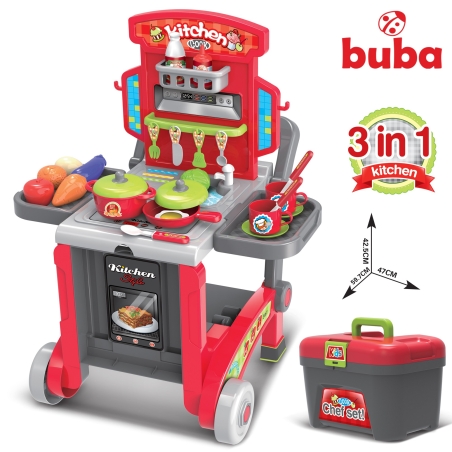  Детска кухня Buba Little Chef 008-930, Куфар, Червена 