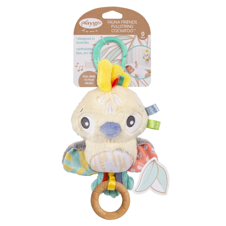 Playgro Fauna Friends Музикална Плюшена Играчка Какаду за Количка, 0м+