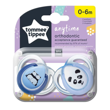 Tommee Tippee ОРТОДОНТИЧНИ ЗАЛЪГАЛКИ - ANYTIME 0-6М (2 бр./оп.) СИНИ