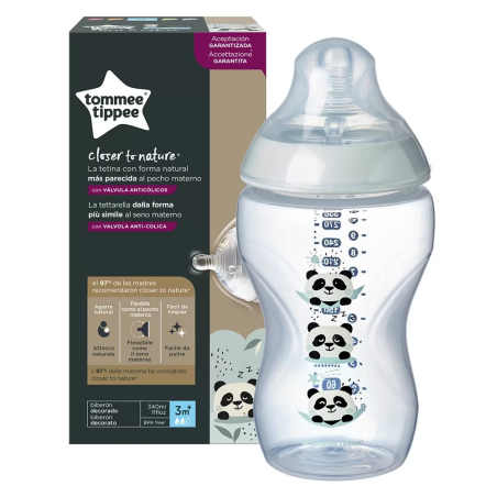 Tommee Tippee ШИШЕ ЗА ХРАНЕНЕ EASI VENT 340 ml 3м+ РОЗОВ/ПАНДИ