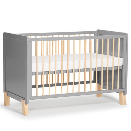 Дървено креватче KinderKraft NICO с матрак, Сиво