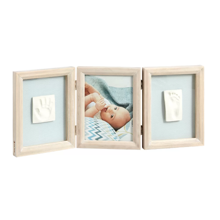 BABY ART MY BABY STILE РАМКА ЗА СНИМКА С 2 ОТПЕЧАТЪКА С ДЪРВЕНА РАМКА И ЦВЕТНО ПАСПАРТУ