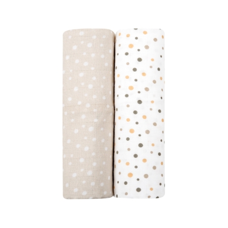 Комплект 2 бр муселинови пелени 80х80 см Dots Beige
