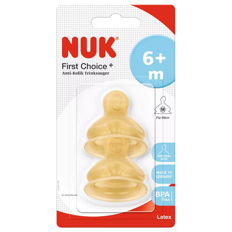 NUK FIRST CHOICE Биберон за Хранене Каучук 6-18 месеца 2 Броя Размер M