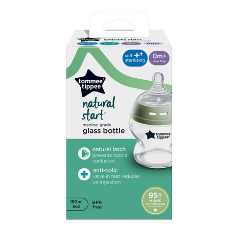 Tommee Tippee Стъклено Шише за Хранене Easi-Vent 150 ml 0м+