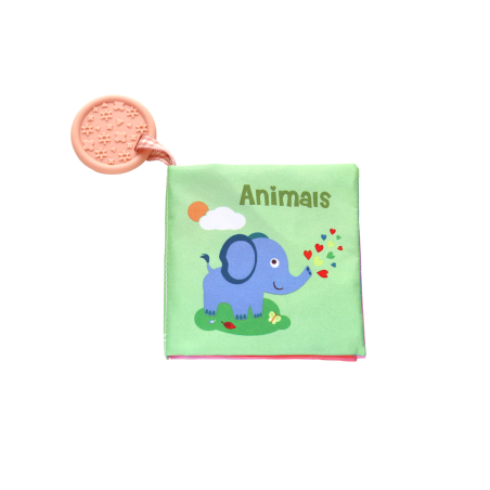KikkaBoo Образователна текстилна книжка с чесалка Animals