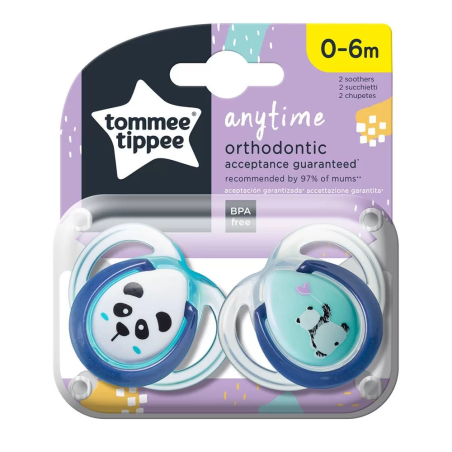 Tommee Tippee ОРТОДОНТИЧНИ ЗАЛЪГАЛКИ - ANYTIME 0-6М (2 бр./оп.) ЗЕЛЕНИ