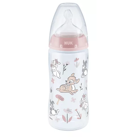 NUK First Choice PP Шише Temperature Control Стъклено Шише 300мл Силиконов Биберон BAMBI 6-18 месеца