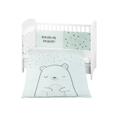 KikkaBoo Бебешки спален комплект 2 части EU style 70/140 Bear with me Mint