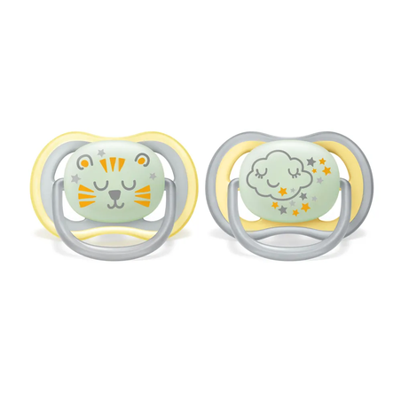 Philips AVENT SCF085/13 Комплект 2 Броя Ортодонтични Залъгалки Ultra Air 18м+ Декорация Лъв и Облак в Кутия за Стерилизиране