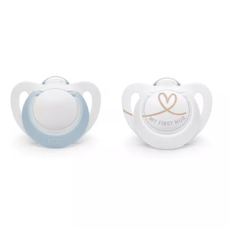 NUK Биберон Залъгалка Силикон 0-6 месеца 2 Броя STAR Момче с Кутия