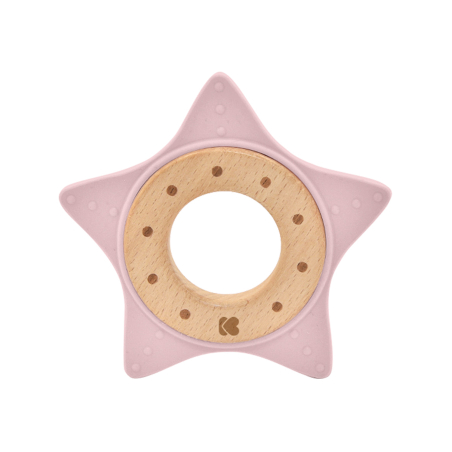 KikkaBoo Чесалка дърво-силикон Star Pink