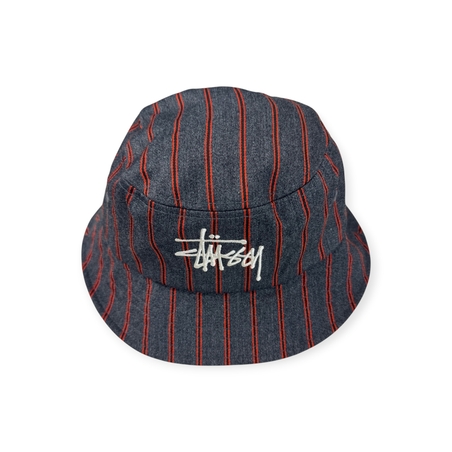 Stussy Big Logo Striped Bucket Hat (L/XL