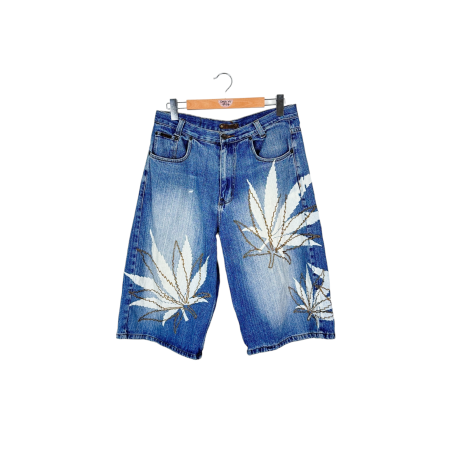 G-Unit marijuana leaf embroideries hip hop jorts (34)