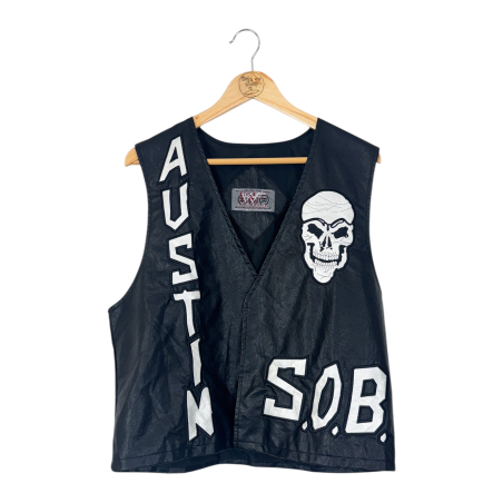 WWE Stone Cold Steve Austin Leather Biker Vest (L)