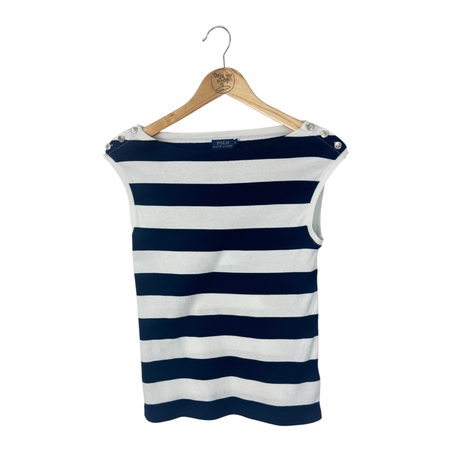 Оригинална блуза Polo Ralph Lauren – Striped Button-Shoulder Top, размер M