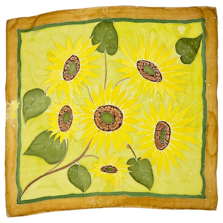 Hand-Painted Silk Floral Scarf