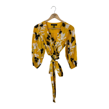 BCBG MAX AZRIA Floral Print Wrap Blouse (S)