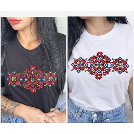 Тениска с българска шевица „Родова розета“