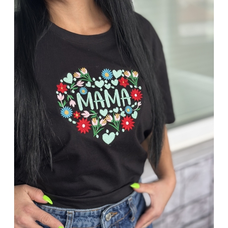 Тениска с бродерия „МАМА”