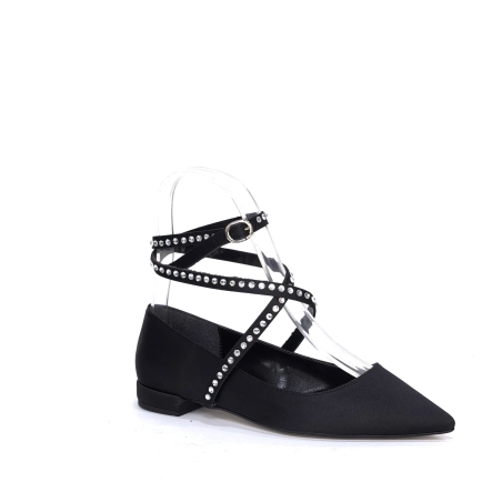 Дамски елегантни обувки / сатен / черно /752-5