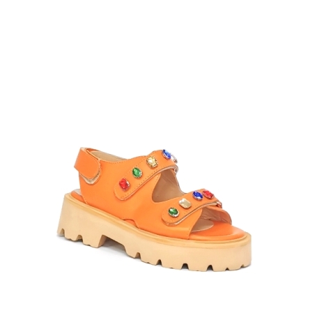 Дамски сандали /естествена кожа / оранжево / 71014