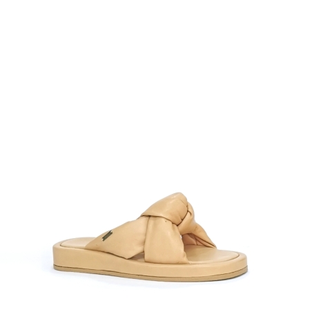 Дамски чехъл / естествена кожа / бежаво /7008