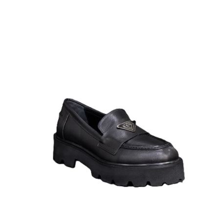 Дамски мокасини / лоуфъри / естествена кожа / 716-10 /  черно