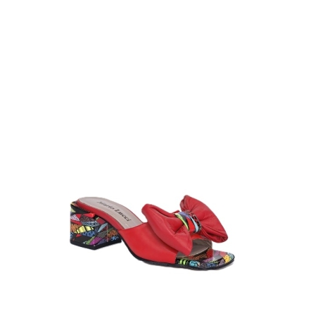 Дамски елегантни чехли  / естествена кожа/ 710-39/червено