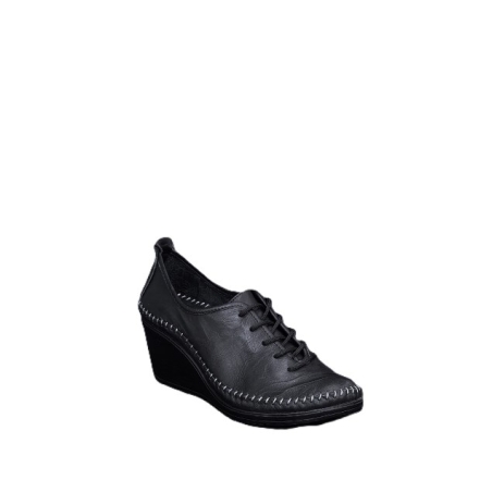 Women's casual shoes / genuine leather / platform / anatomical insole / black / 7138