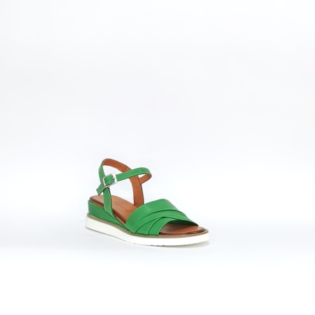 Дамски сандали / платформа / естествена кожа / зелено /73878-1