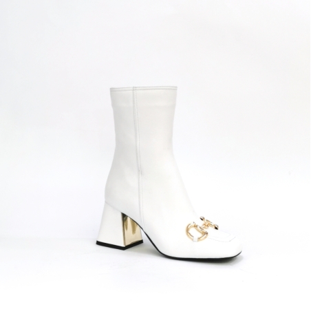 Дамски елегантни боти / естествена кожа/ 72083/бяло