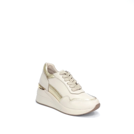 Women's sneakers / natural  leather / beige + gold / 724-8 / anatomical insole