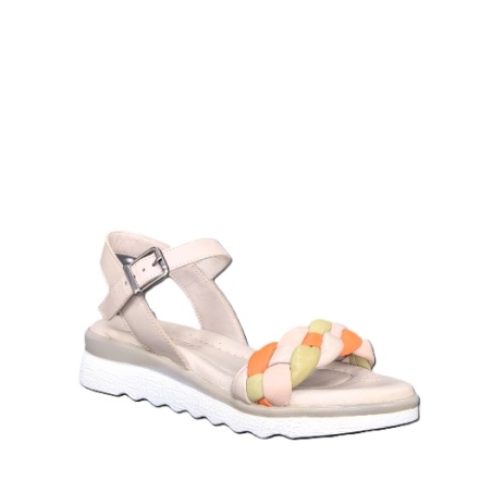 Дамски сандали /  естествена кожа /сиво+оранжево /74510