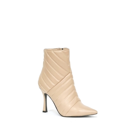 Дамски елегантни боти / естествена кожа/ 72159/бежаво