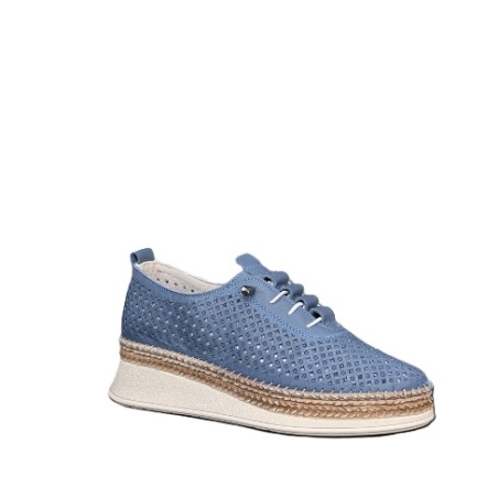 Дамски ежедневни обувки / естествена кожа / анатомична стелка / синьо / 736