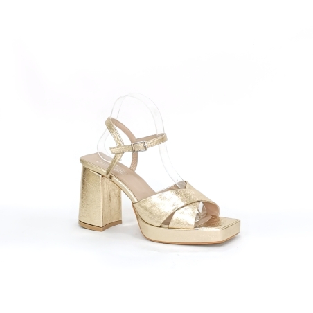 Women's elegant sandals  /natural leather / gold /78631