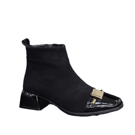 Дамски елегантни боти / естествена кожа/ 726-34/черно