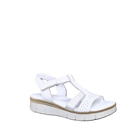 Дамски сандали / анатомична стелка / естествена кожа / бяло  + сребро /705