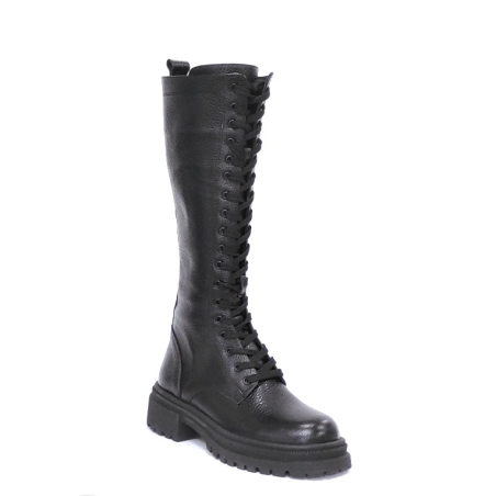 Дамски ежедневни ботуши / естествена кожа / черно /7557