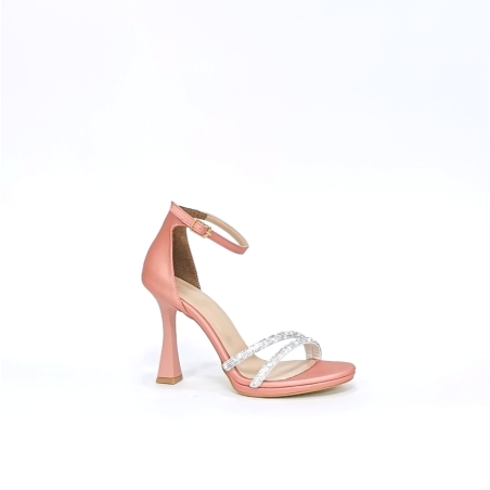 Дамски елегантни сандали / сатен  / розово /7200