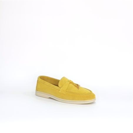 Дамски мокасини / лоуфъри / естествена кожа / 7750/жълто