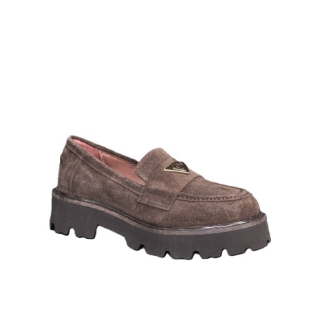 Дамски мокасини / лоуфъри / естествена кожа /  кафяво /716-10
