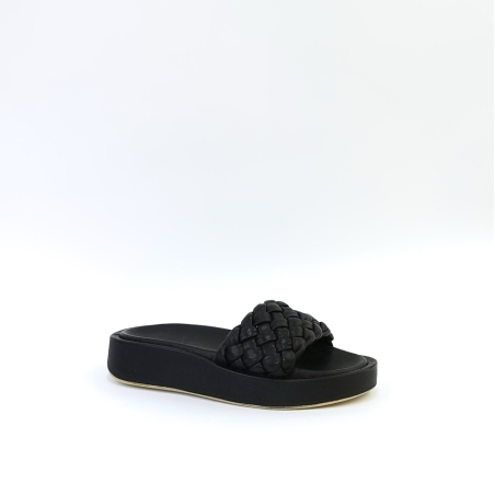 Дамски чехли / анатомична стелка / естествена кожа / черно /7544