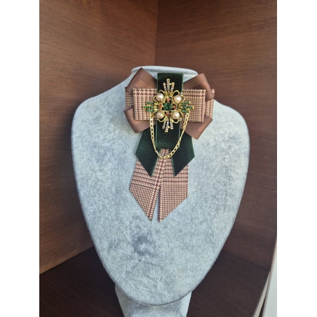 Chocolate brown bow brooch