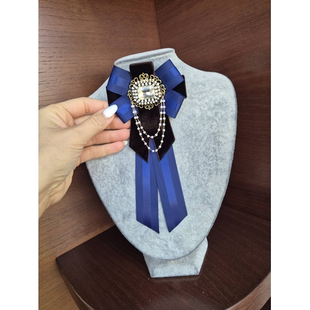 Blue and brown velvet  brooch