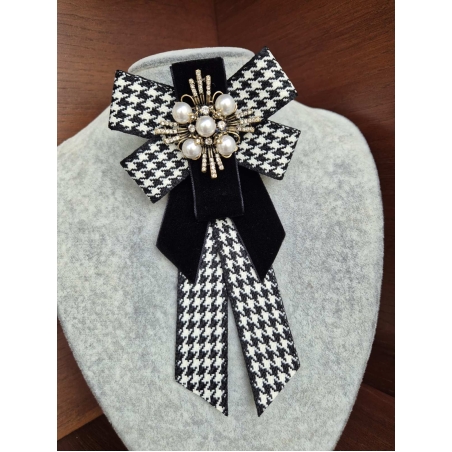 Black and White Velvet Brooch