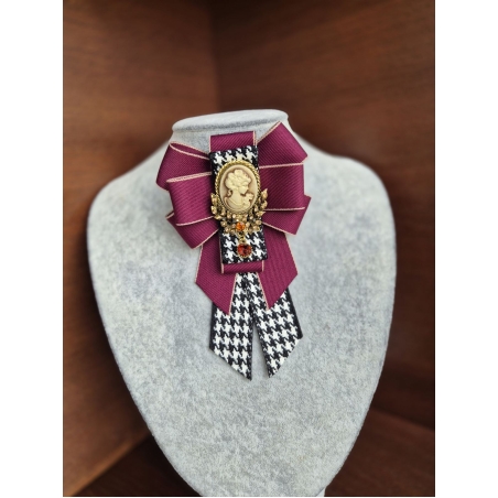 Burgundy Bow Brooch