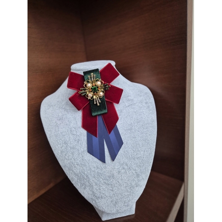 Blue and burgundy brooch