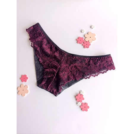 Луксозна дамска бразилиана Plum от дантела и еластичен тюл
